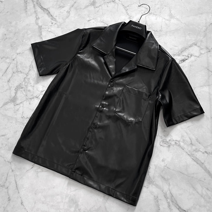 "Leather Short Sleeve Shirt"