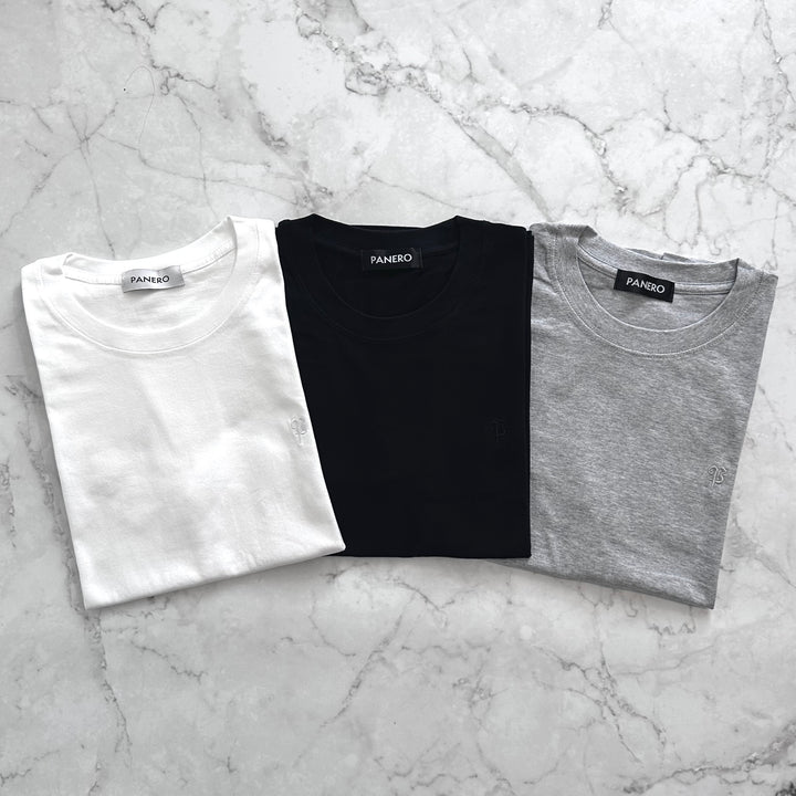 "Embroidery Logo T-shirt" (Bk/Gr/Wh)
