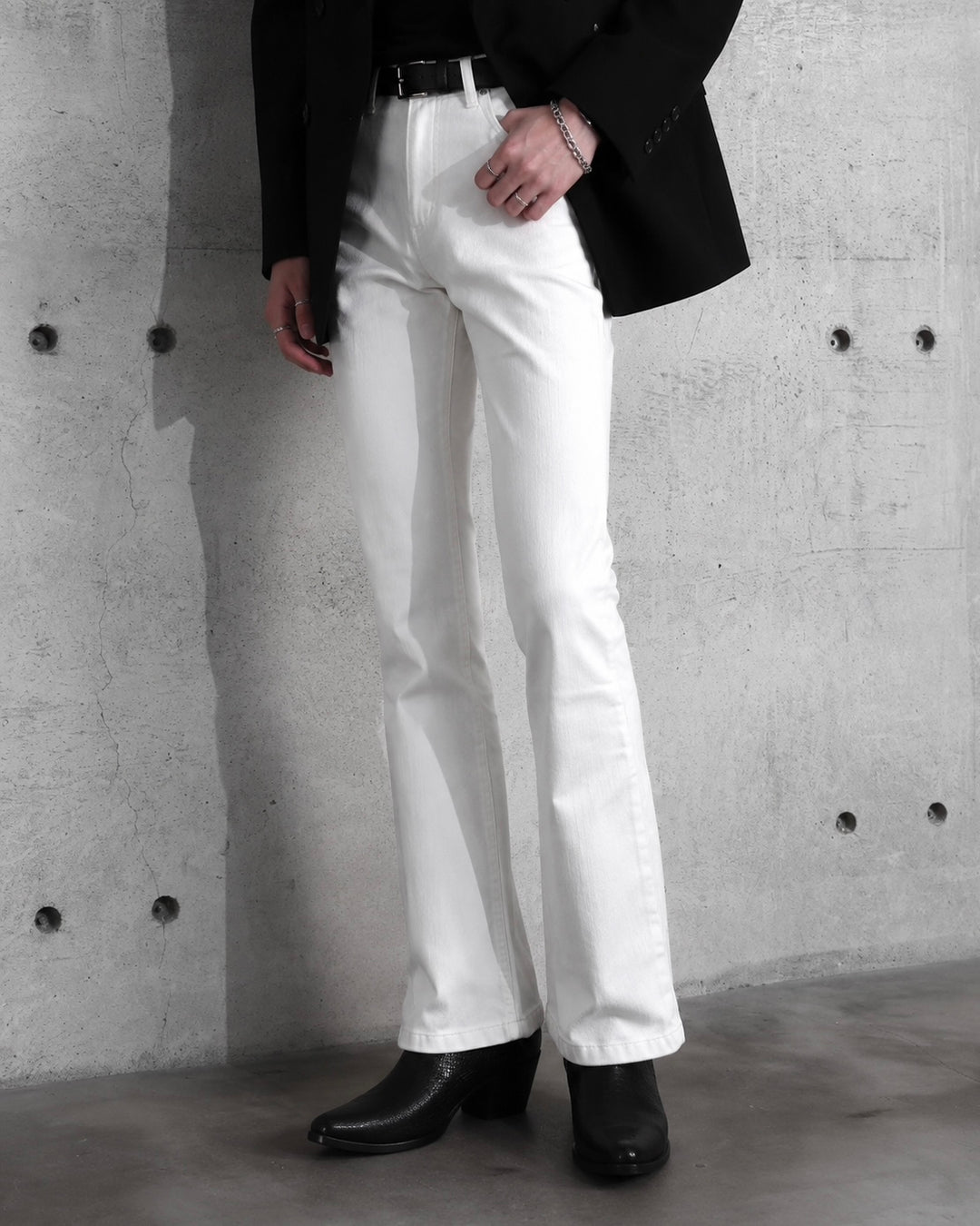 "Flare Denim Pants" White 