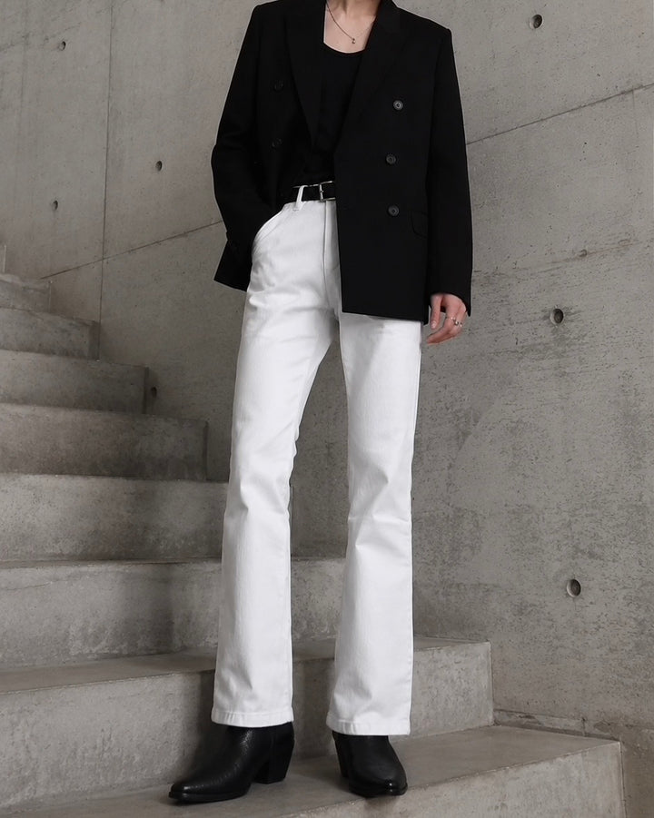 "Flare Denim Pants" White 