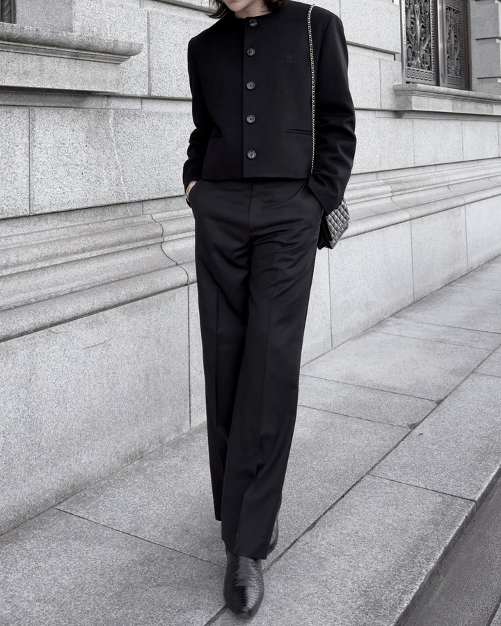 "Wool Wide Flare Slacks" 