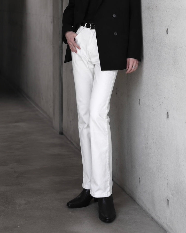 "Flare Denim Pants" White 