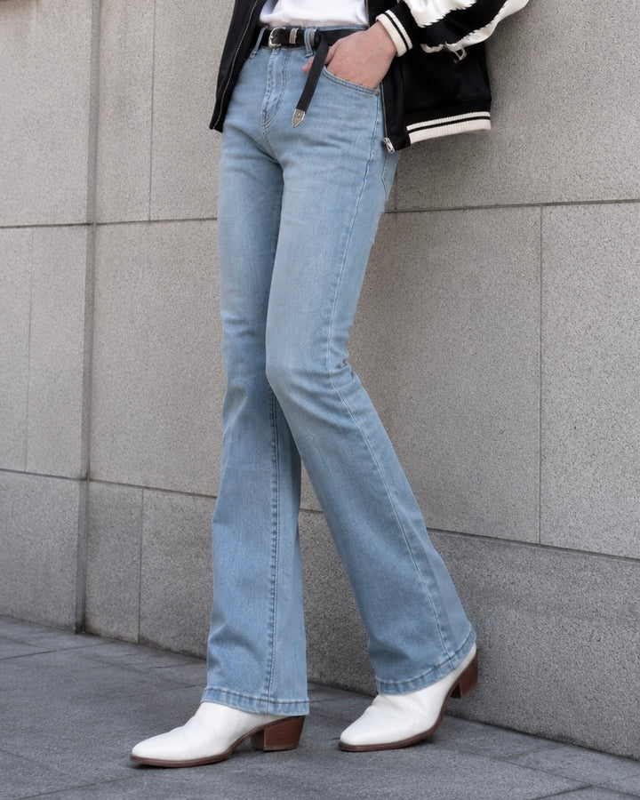 "flare denim pants" sky blue 