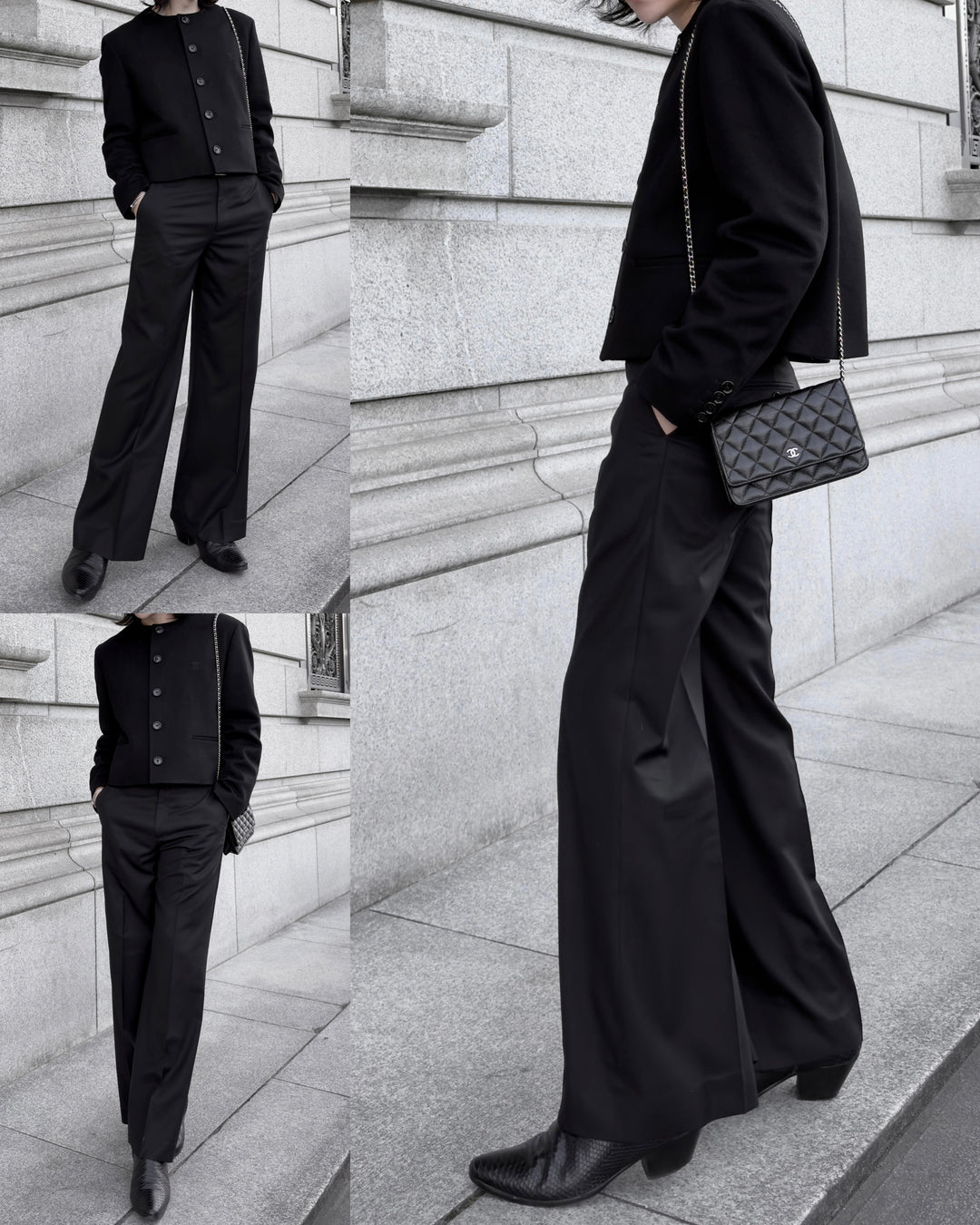 "Wool Wide Flare Slacks" 