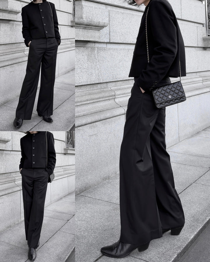 "Wool Wide Flare Slacks" 