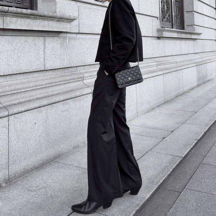 "Wool Wide Flare Slacks" 