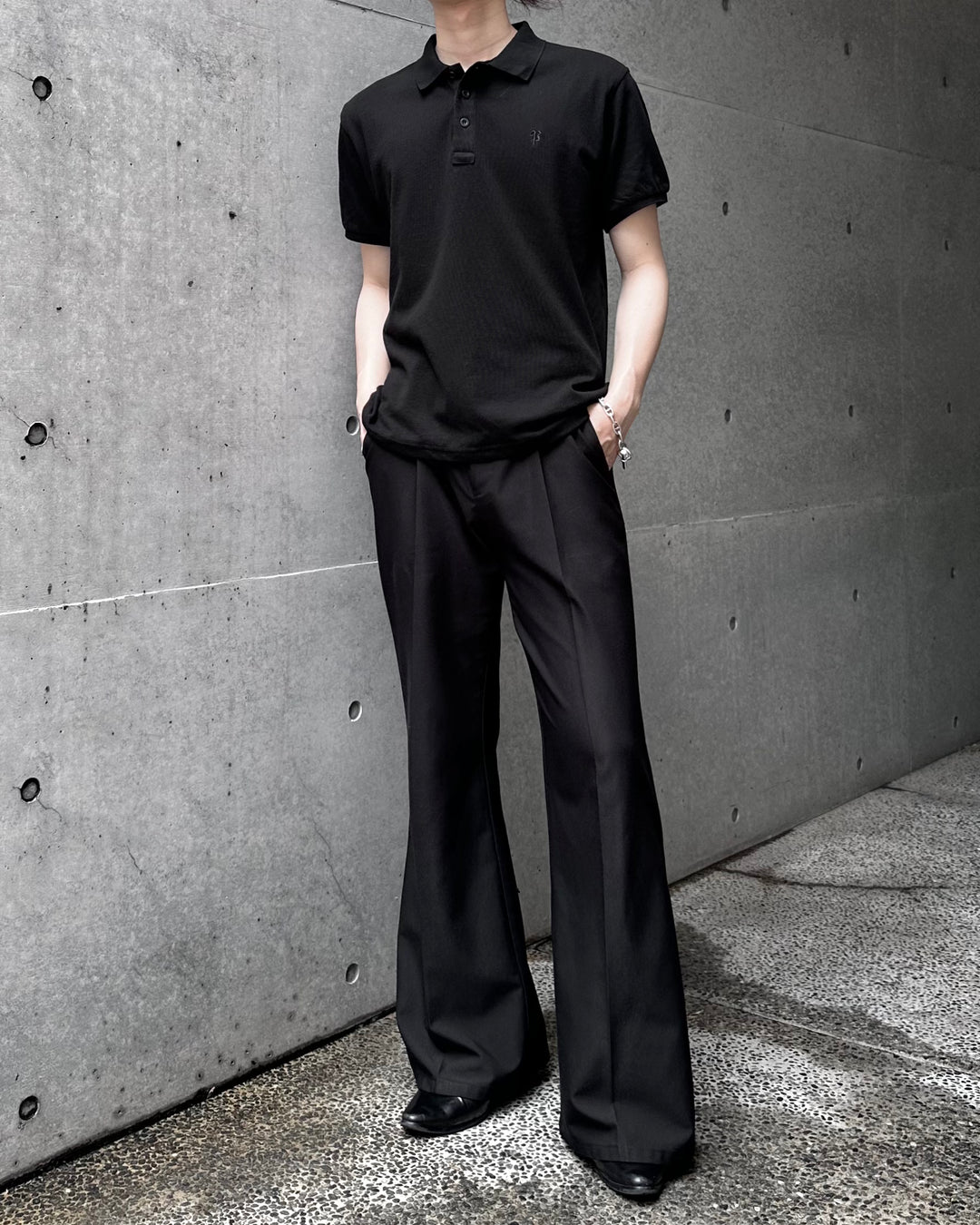 "Embroidery Logo Polo-shirt" Black