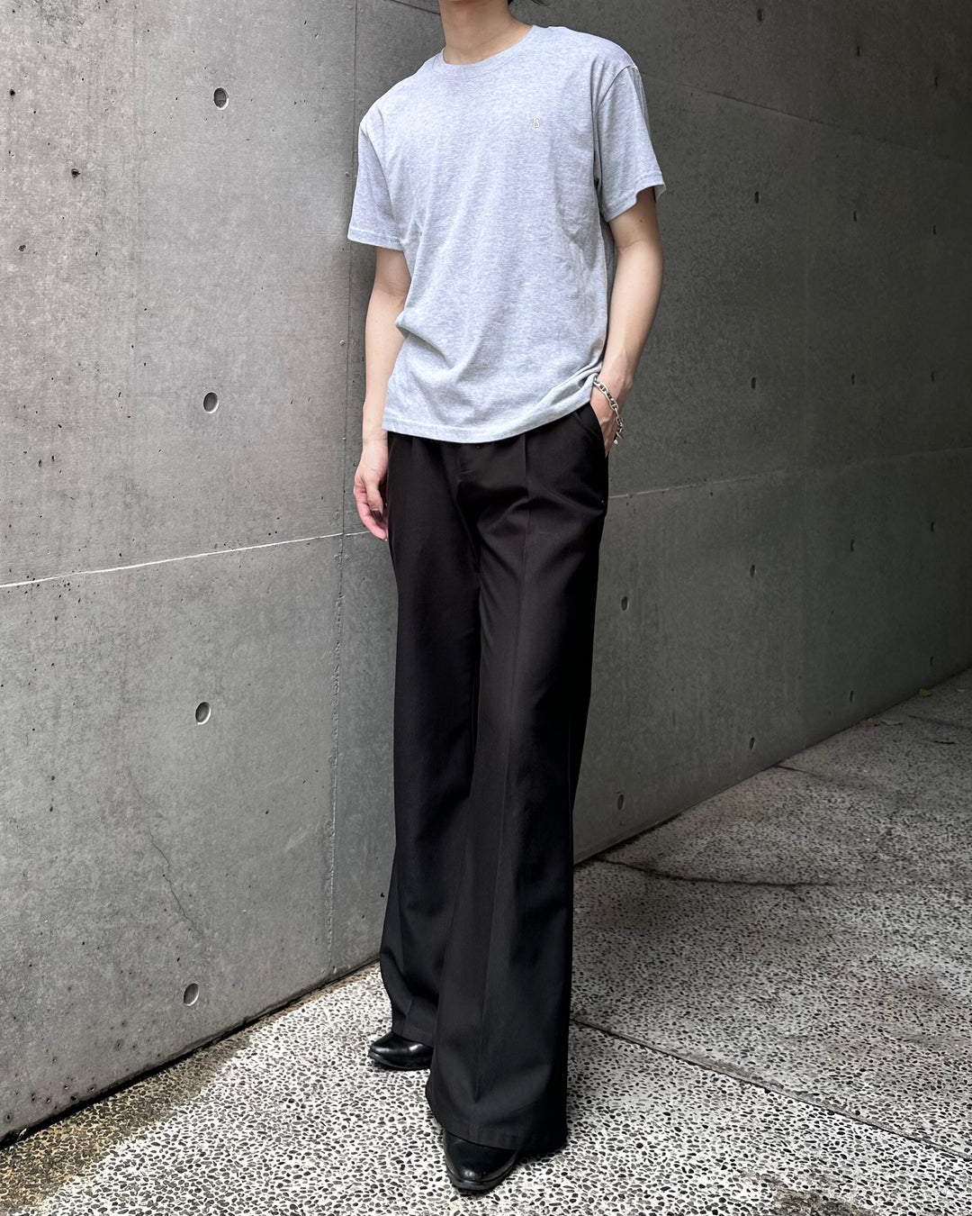 "Embroidery Logo T-shirt" (Bk/Gr/Wh)