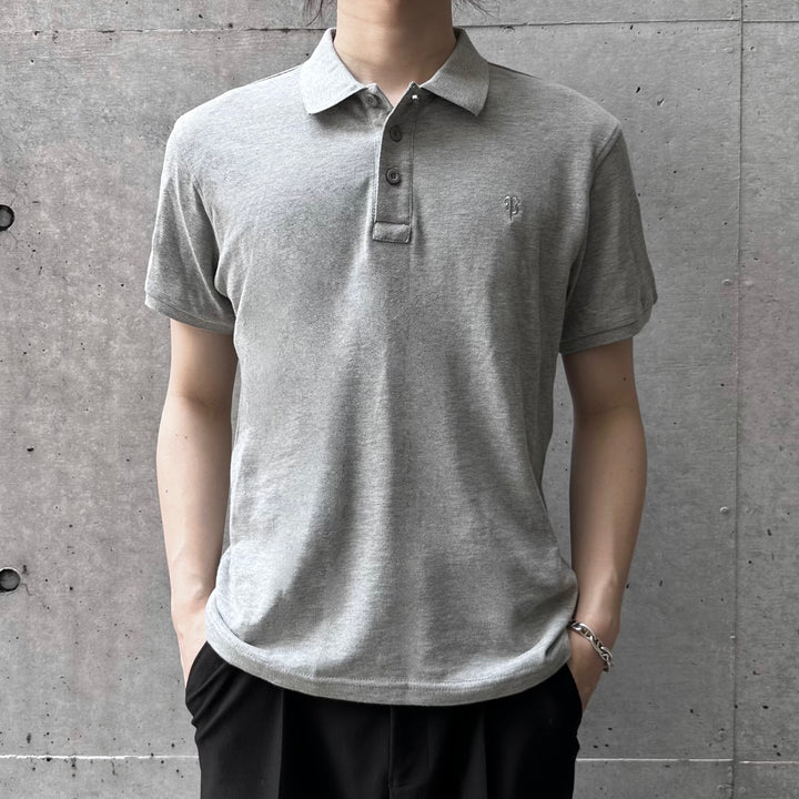 "Embroidery Logo Polo-shirt" Gray