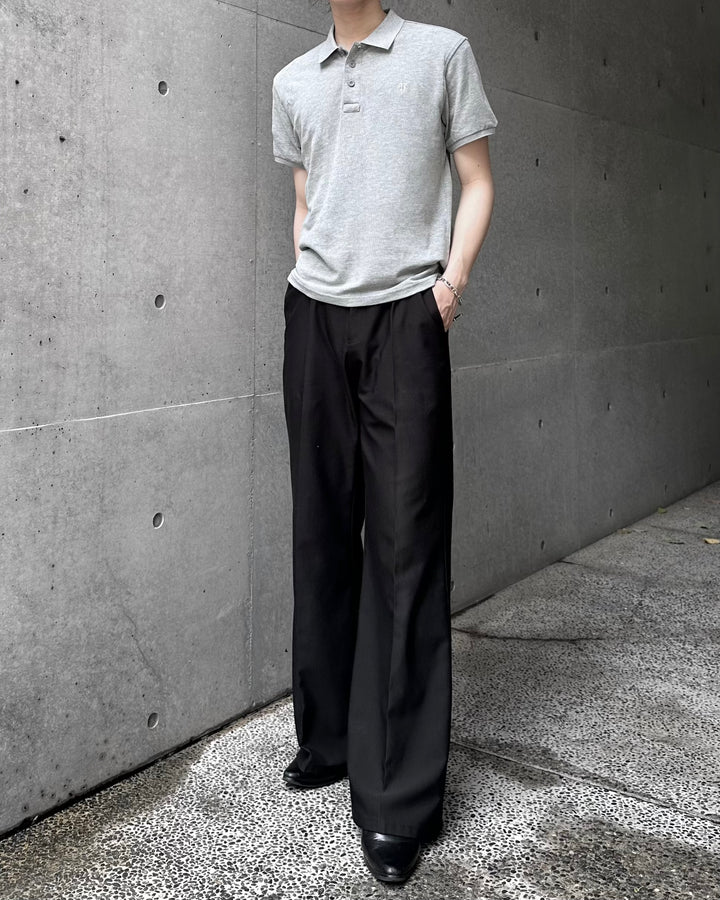 "Embroidery Logo Polo-shirt" Gray