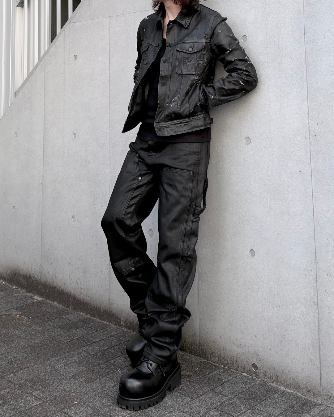 【10月POP-UP先行販售】"Coated Carpenter Double Knee Jeans"