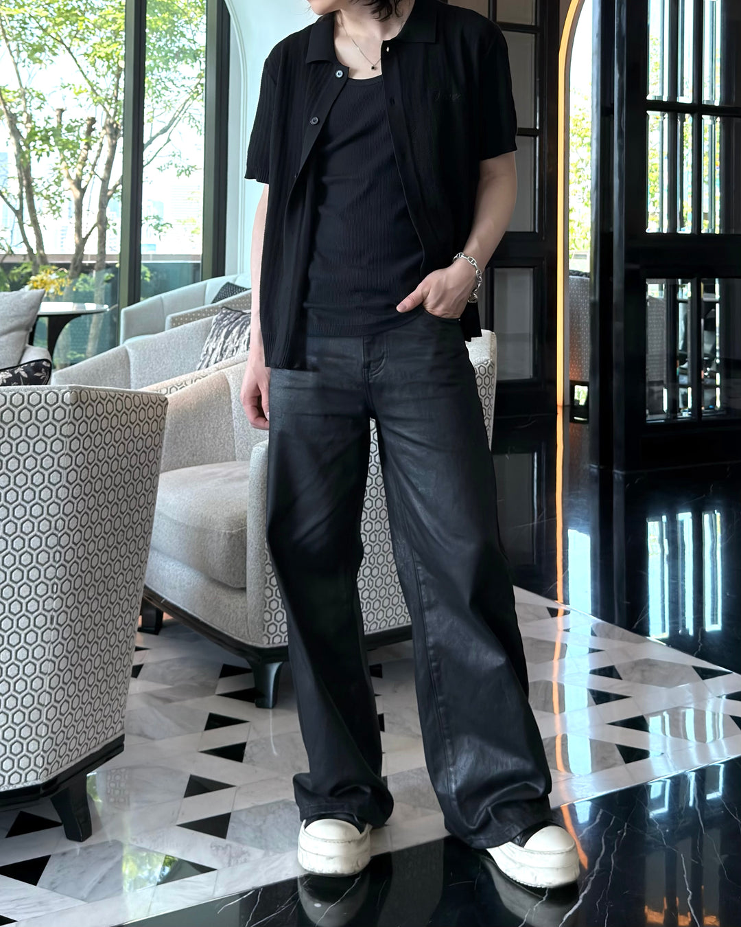 【7/4発売】"Coated Wide Flare Jeans"