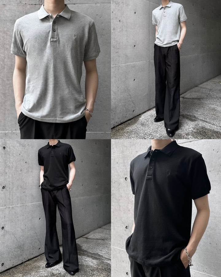 "Embroidery Logo Polo-shirt" Black