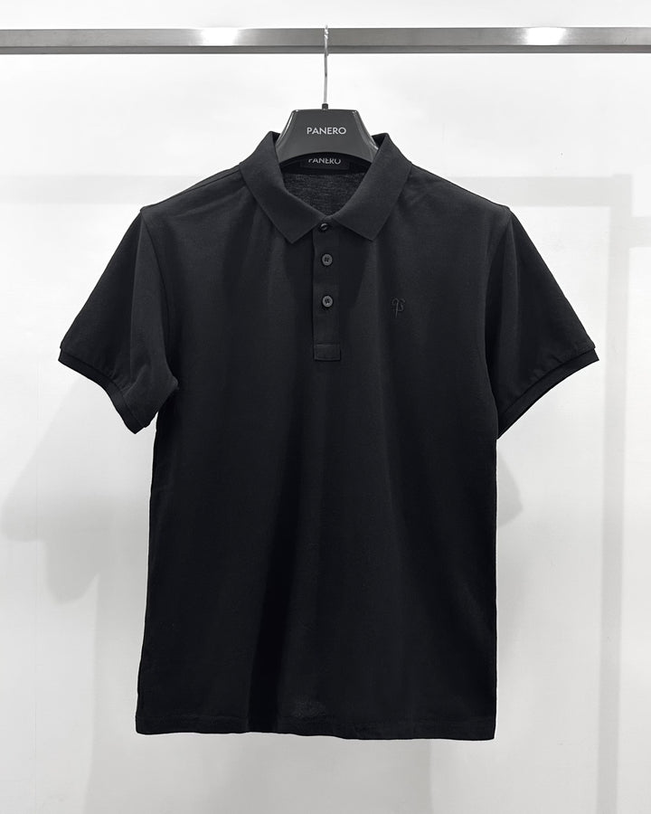 "Embroidery Logo Polo-shirt" Black