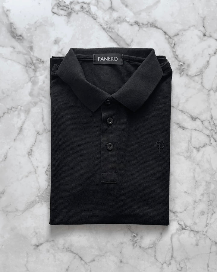 "Embroidery Logo Polo-shirt" Black