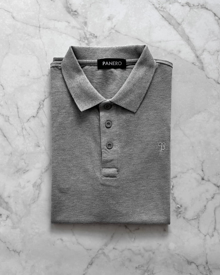 "Embroidery Logo Polo-shirt" Gray