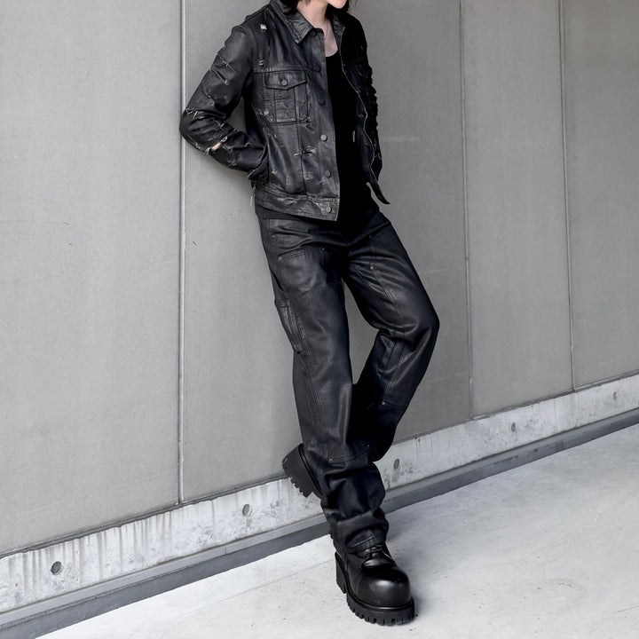 【10月POP-UP先行販售】"Coated Carpenter Double Knee Jeans"