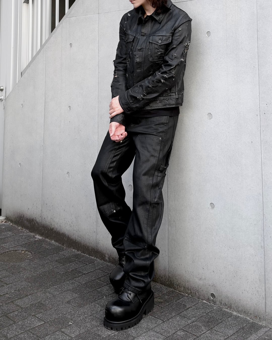 【10月POP-UP先行販售】"Coated Carpenter Double Knee Jeans"
