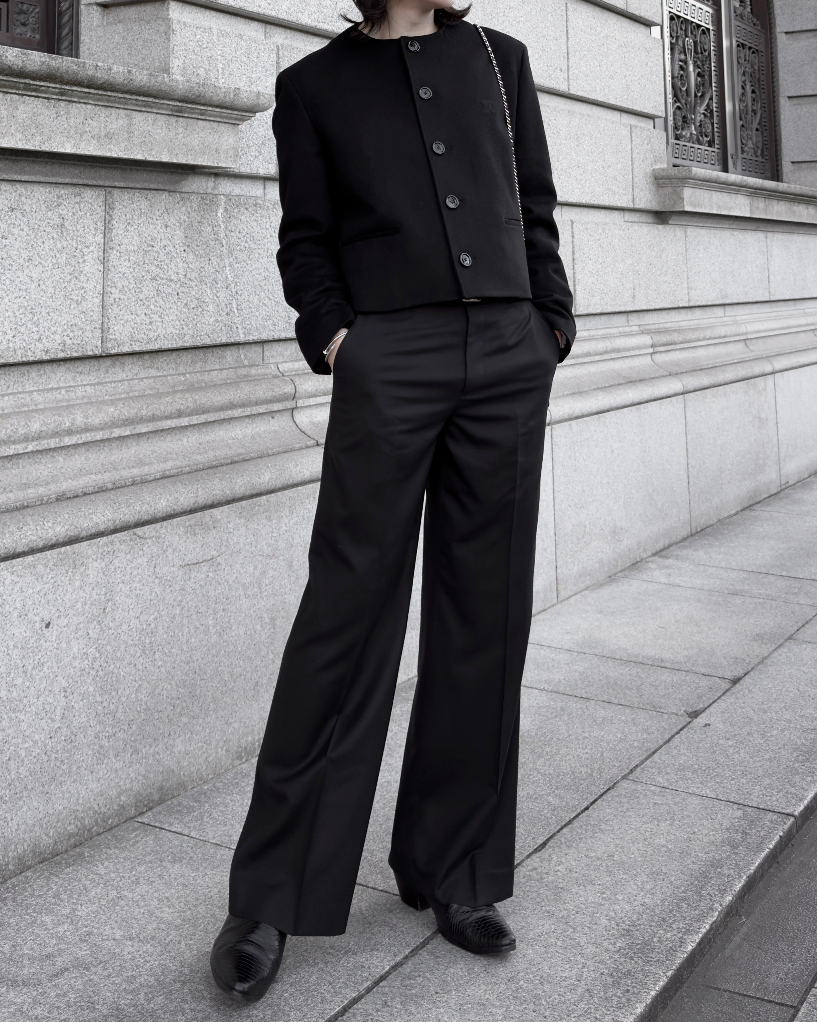 Wool Wide Flare Slacks