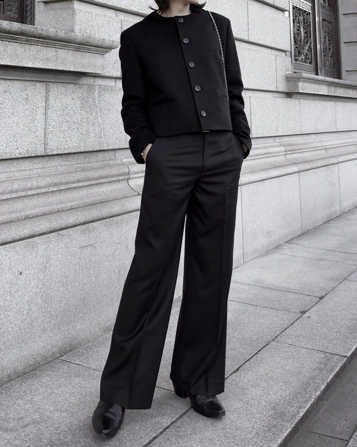 "Wool Wide Flare Slacks" 