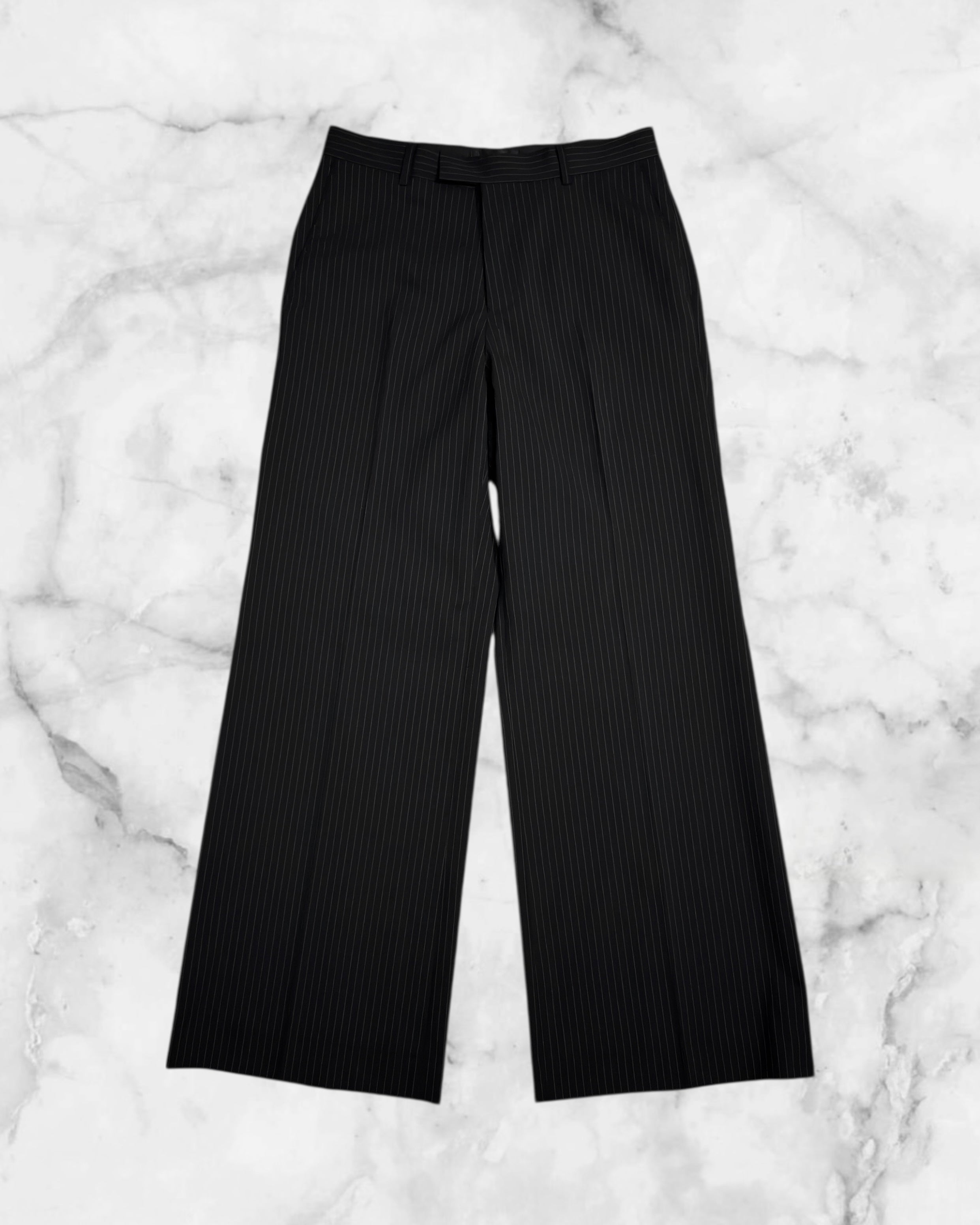 Striped Wool Wide Flare Slacks
