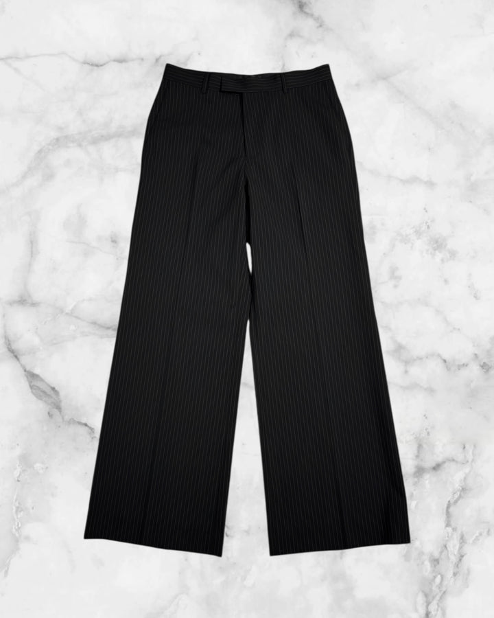 "Striped Wool Wide Flare Slacks"
