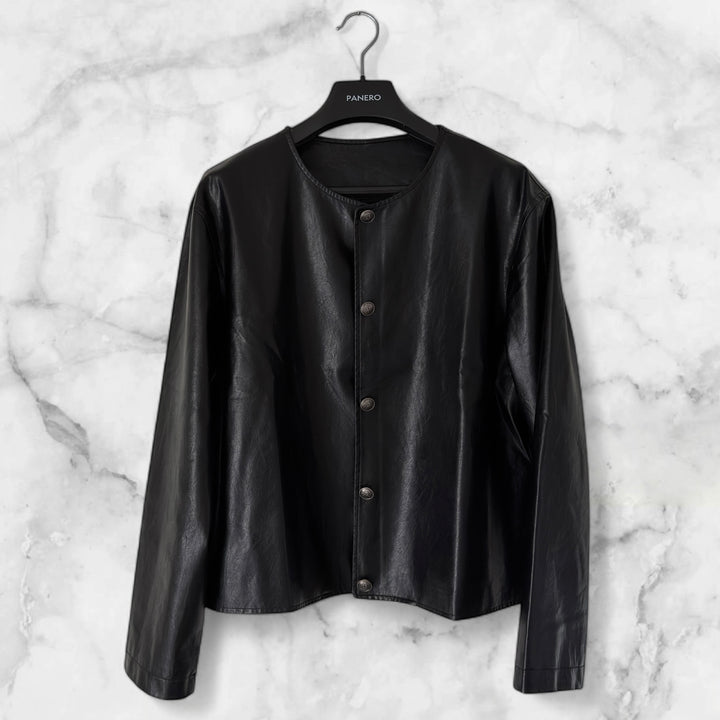 "Leather Cardigan Jacket"
