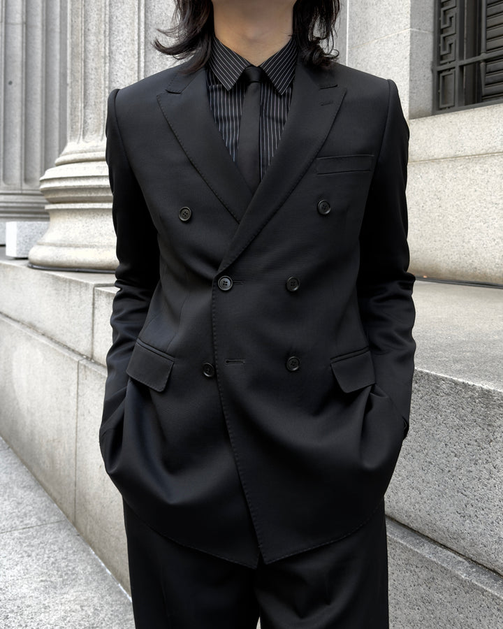 "Striped Cotton Shirt" Black 