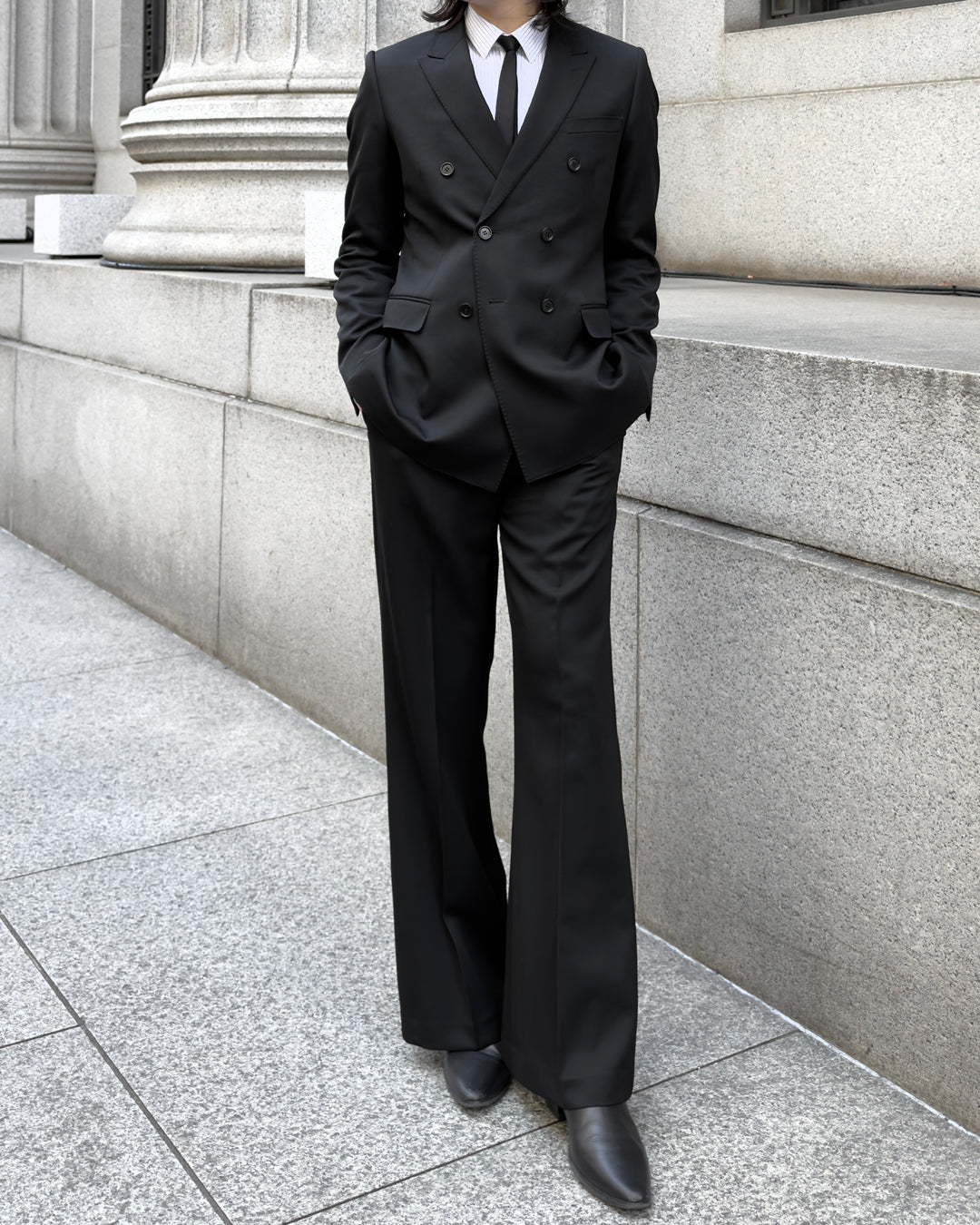 "Striped Cotton Shirt" White 