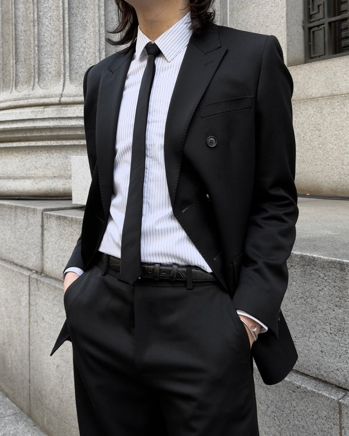 "Striped Cotton Shirt" White 