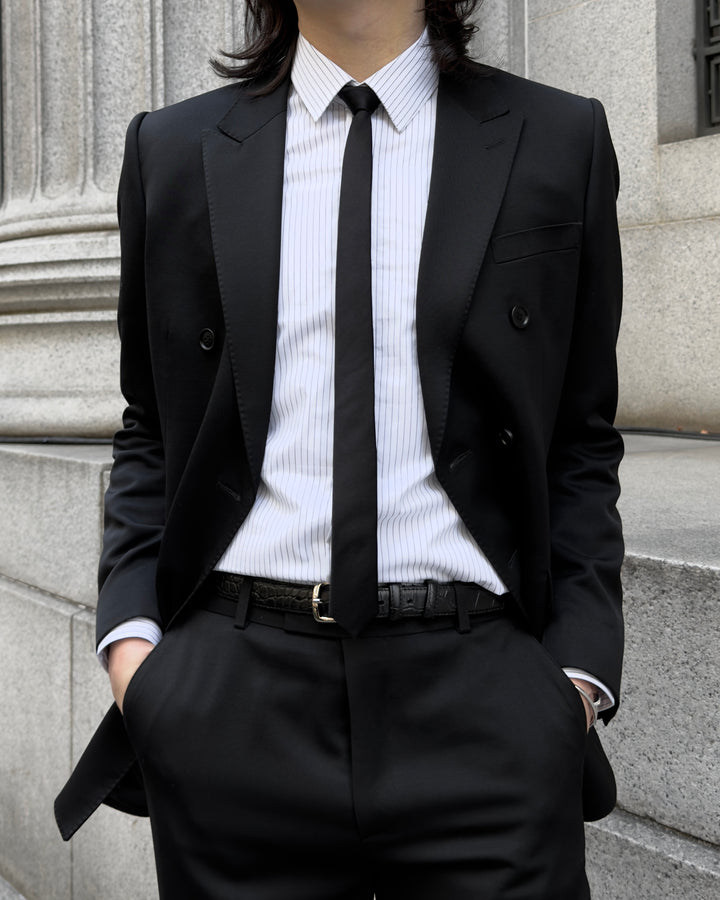 "Striped Cotton Shirt" White 