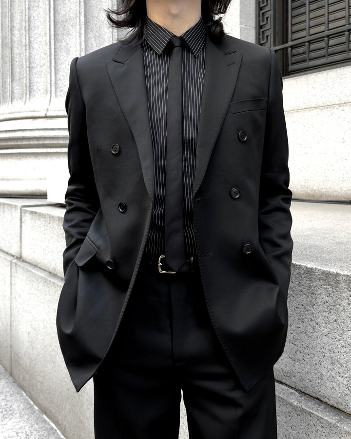 "Striped Cotton Shirt" Black 