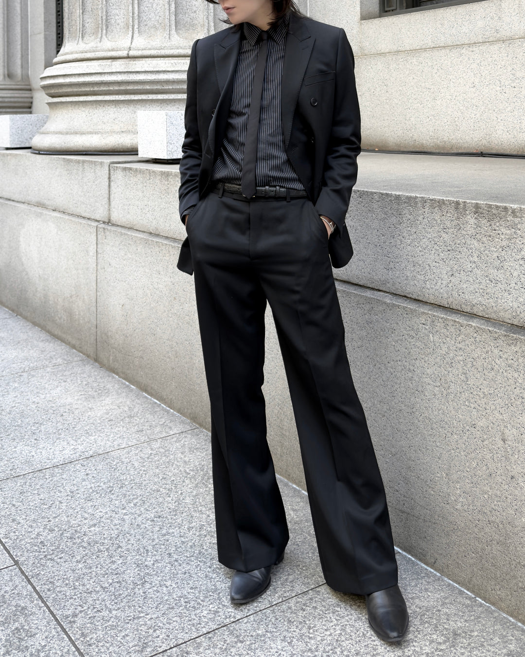 "Wool Wide Flare Slacks" 