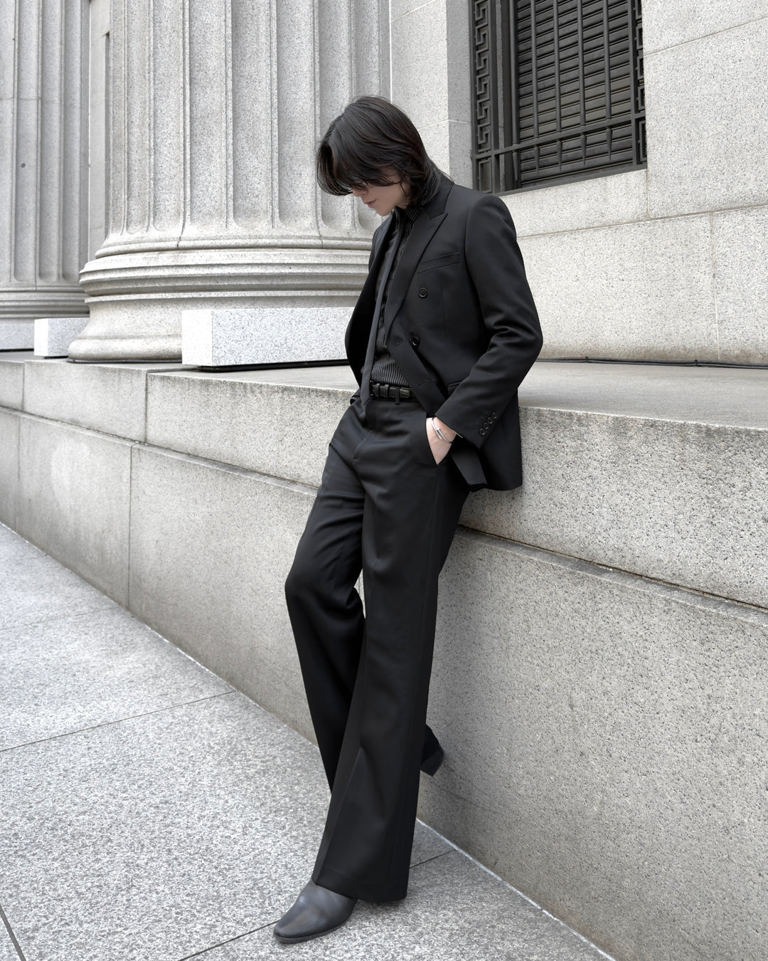 "Wool Wide Flare Slacks" 