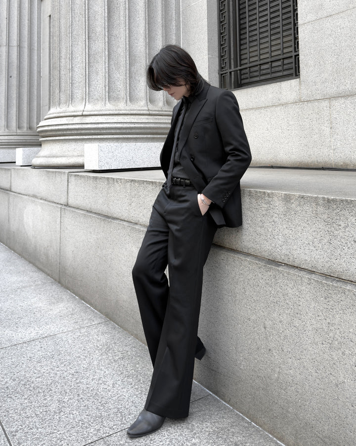 "Wool Wide Flare Slacks" 