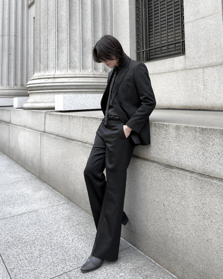 "Striped Cotton Shirt" Black 