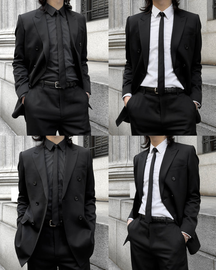 "Striped Cotton Shirt" Black 