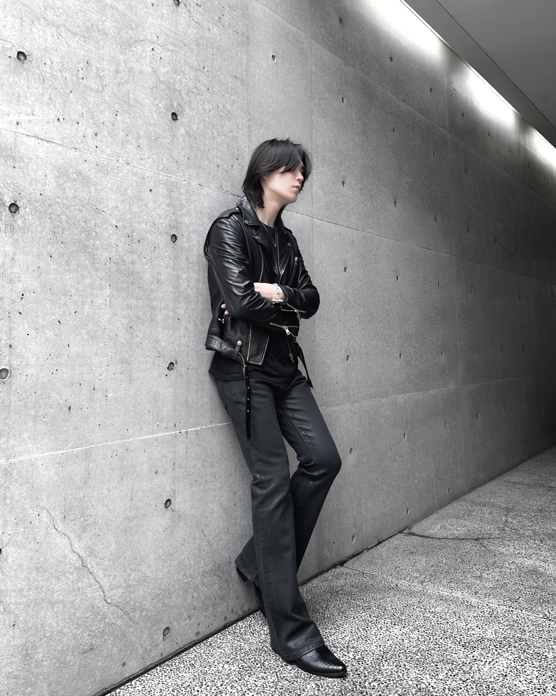 MIJKO クラッシュ加工 ブラックフレアデニムパンツ XL ウォッシュ加工