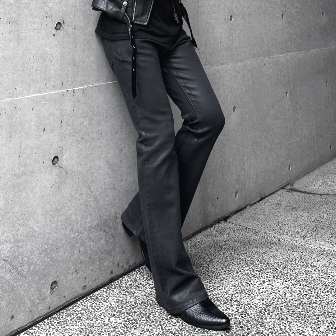 Coated Flare Denim Coated Flare Denim