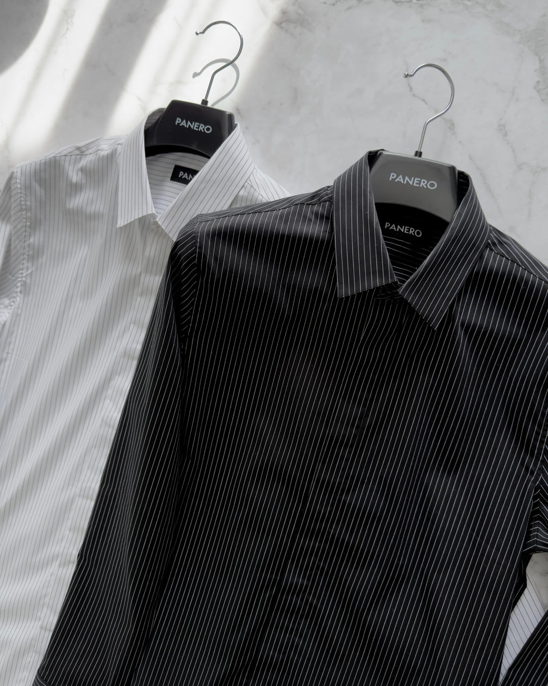 "Striped Cotton Shirt" Black 