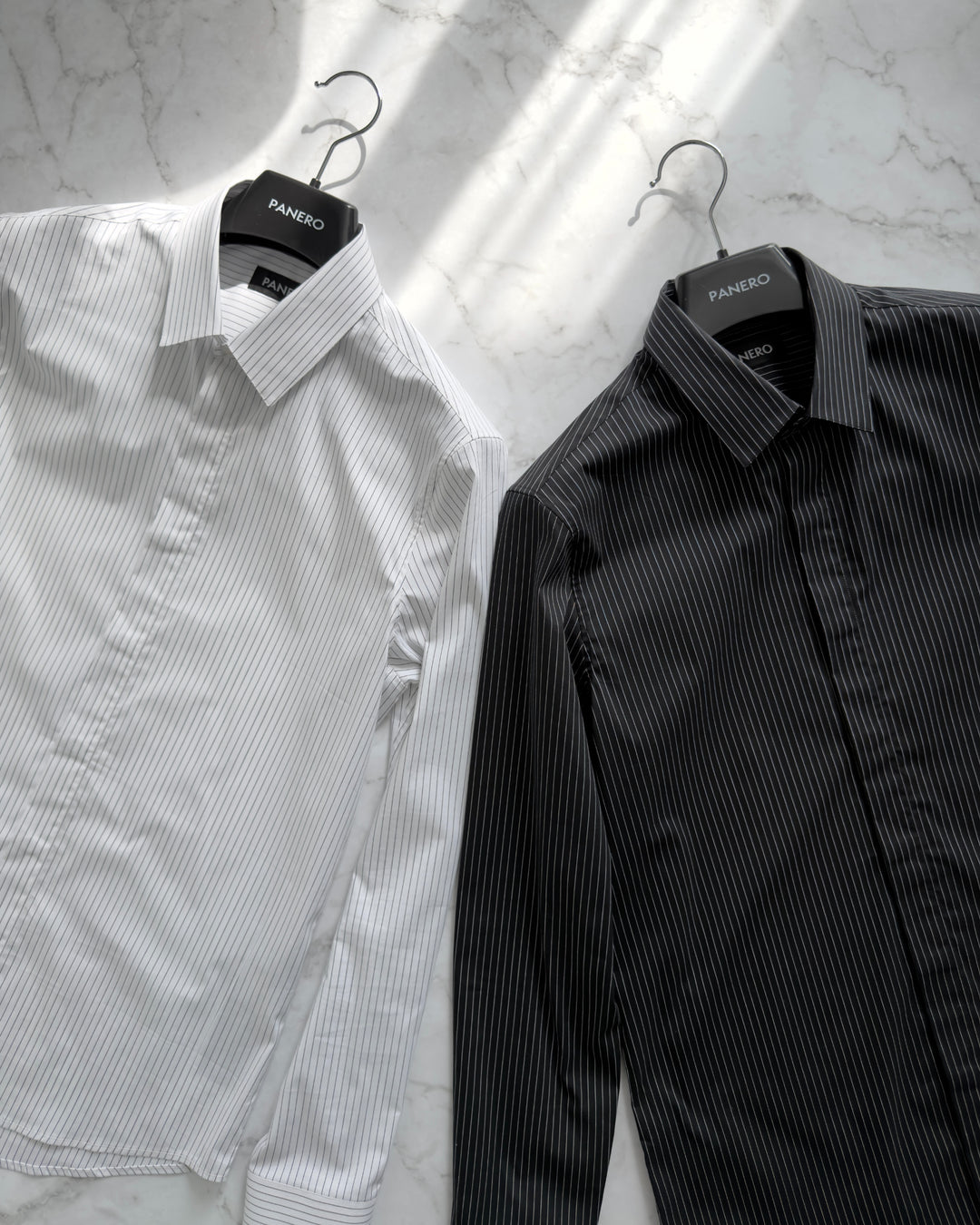 "Striped Cotton Shirt" Black 