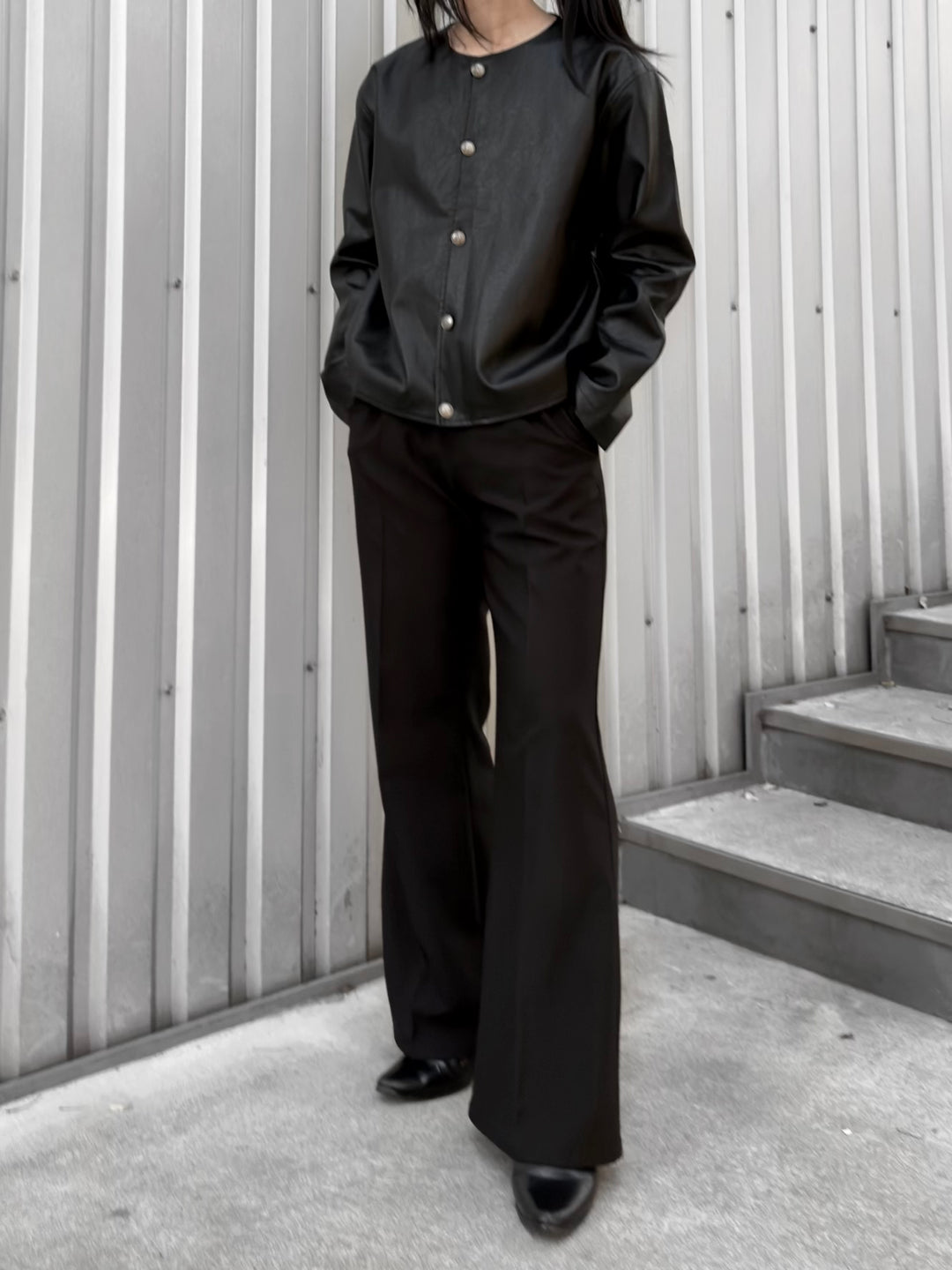 "Leather Cardigan Jacket"