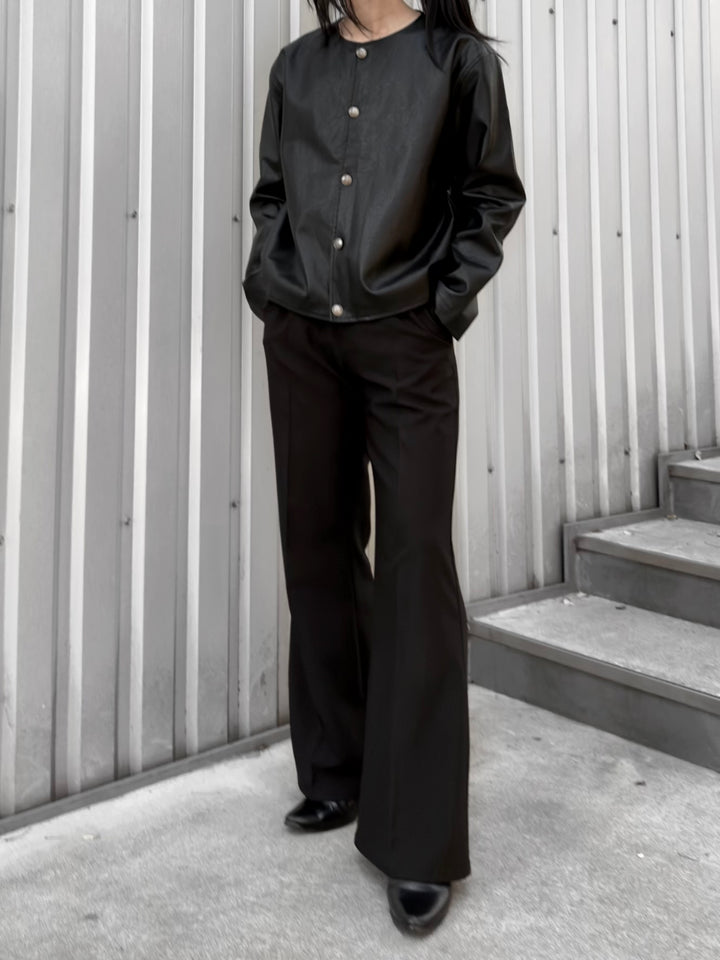 "Leather Cardigan Jacket"