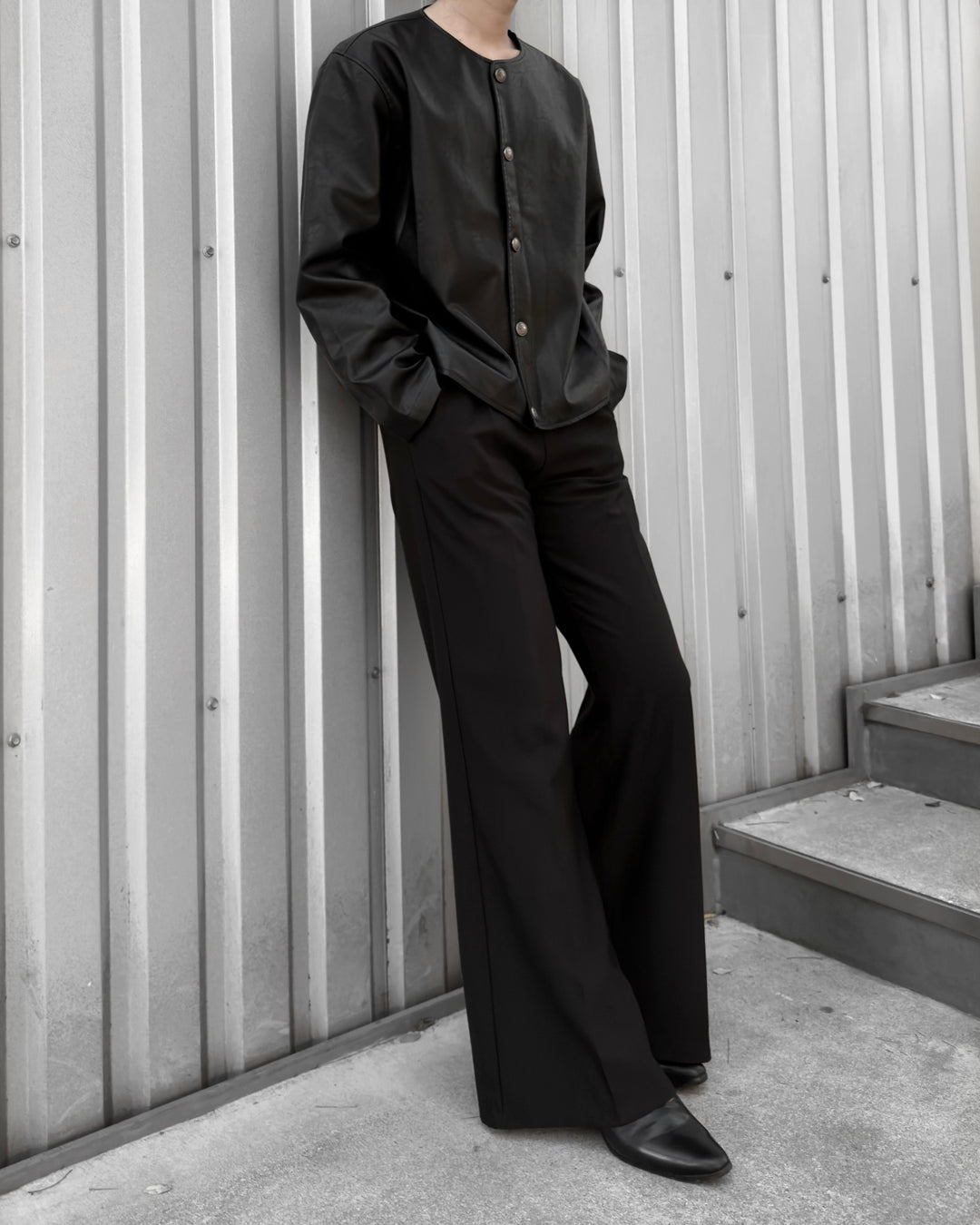 "Leather Cardigan Jacket"