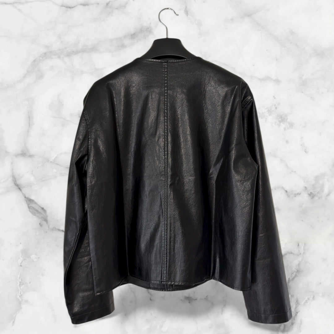 "Leather Cardigan Jacket"