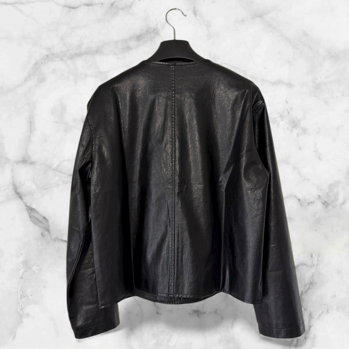 "Leather Cardigan Jacket"