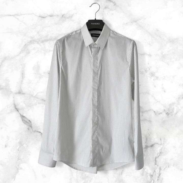 "Striped Cotton Shirt" White 