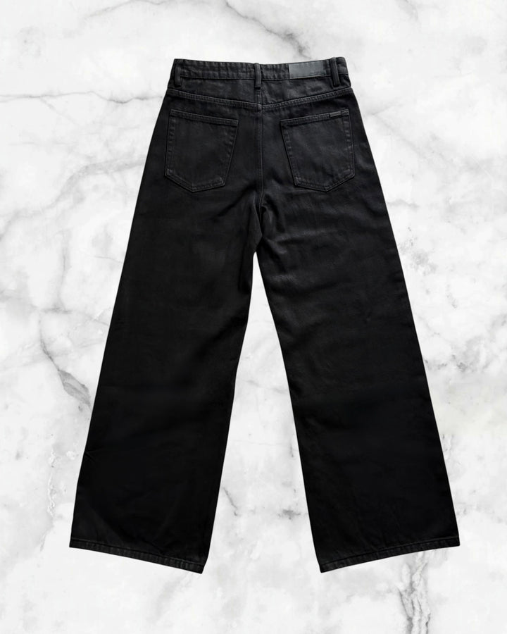 "Coated Wide Flare Jeans"