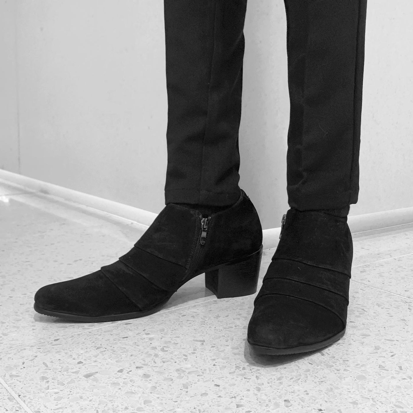 【즉납】60mm heel Suede shoes (스웨이드 블랙)