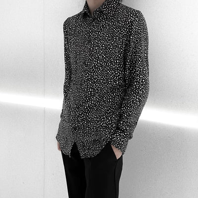 【즉납】"Leopard Viscose shirt" 레오파드 비스코스 셔츠(블랙)